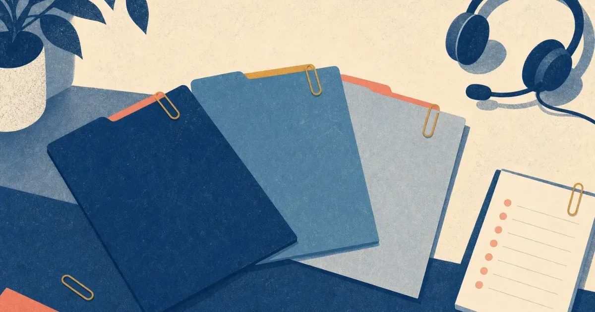 Risograph illustration of a service-line internship folder beside assurance and transactions notepads for EY internship prep
