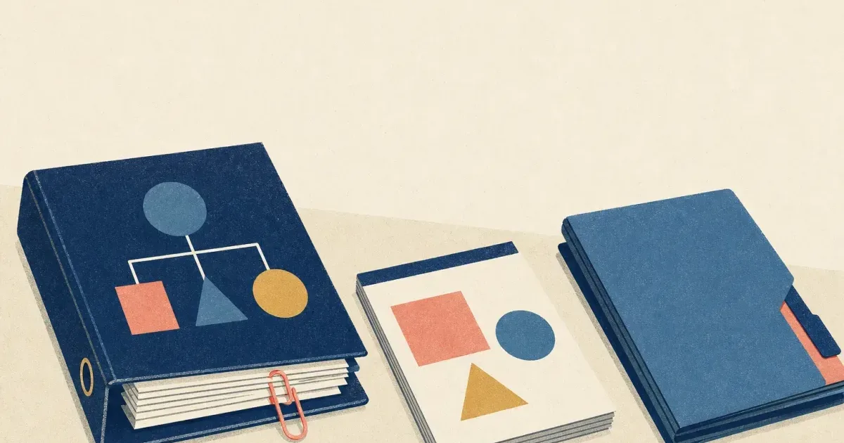Risograph illustration of a restructuring binder, valuation notepad, and advisory desk for Houlihan Lokey internship prep